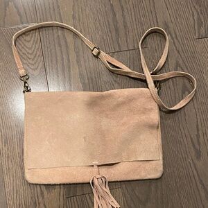 Elegant Tan Suede Crossbody Bag